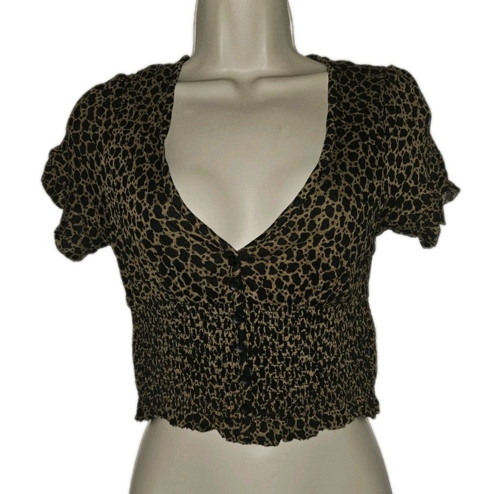 New‎ Urban Outfitters Crop Top Boho Festival Size S Leopard Animal Print Chic